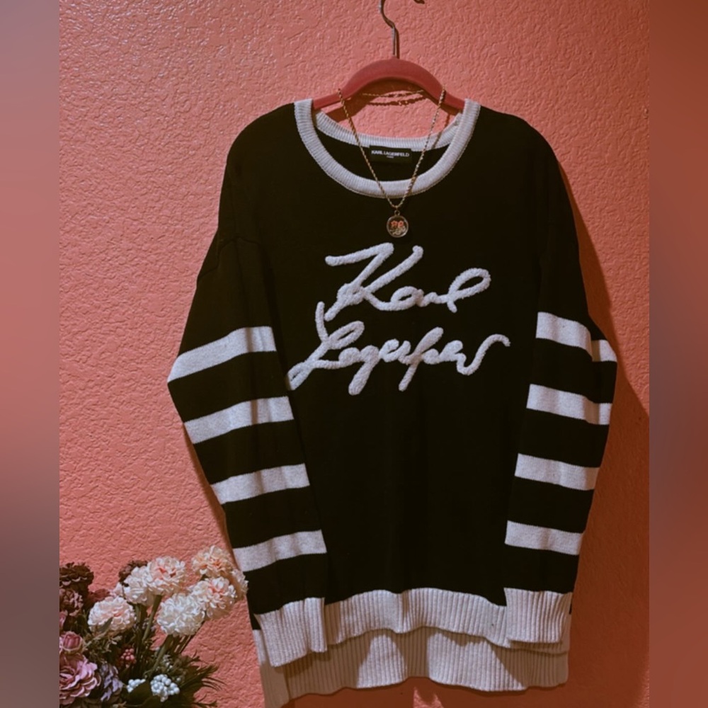 Karl Lagerfeld black and white striped sweater